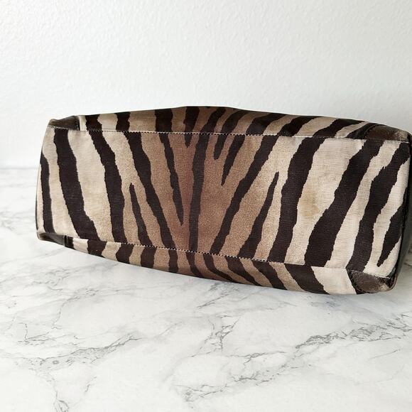 Coach Madison East West Tote With Zebra Print Brown/Tan Zip Top Shoulder Bag - Picture 8 of 16